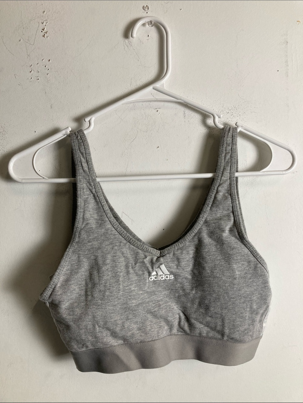 adidas Heather Grey Padded Sports Bra with Supportive Band